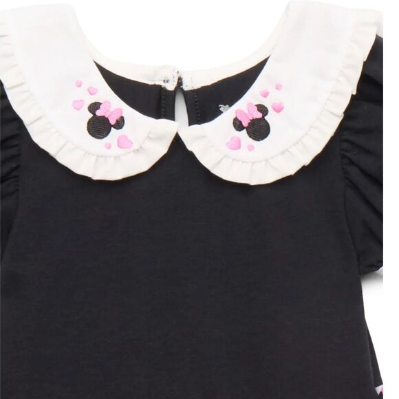 Disney Minnie Mouse Dress With Puff Sleeves SIZE 18 MONTHS Pink And Black NEW - Picture 3 of 9